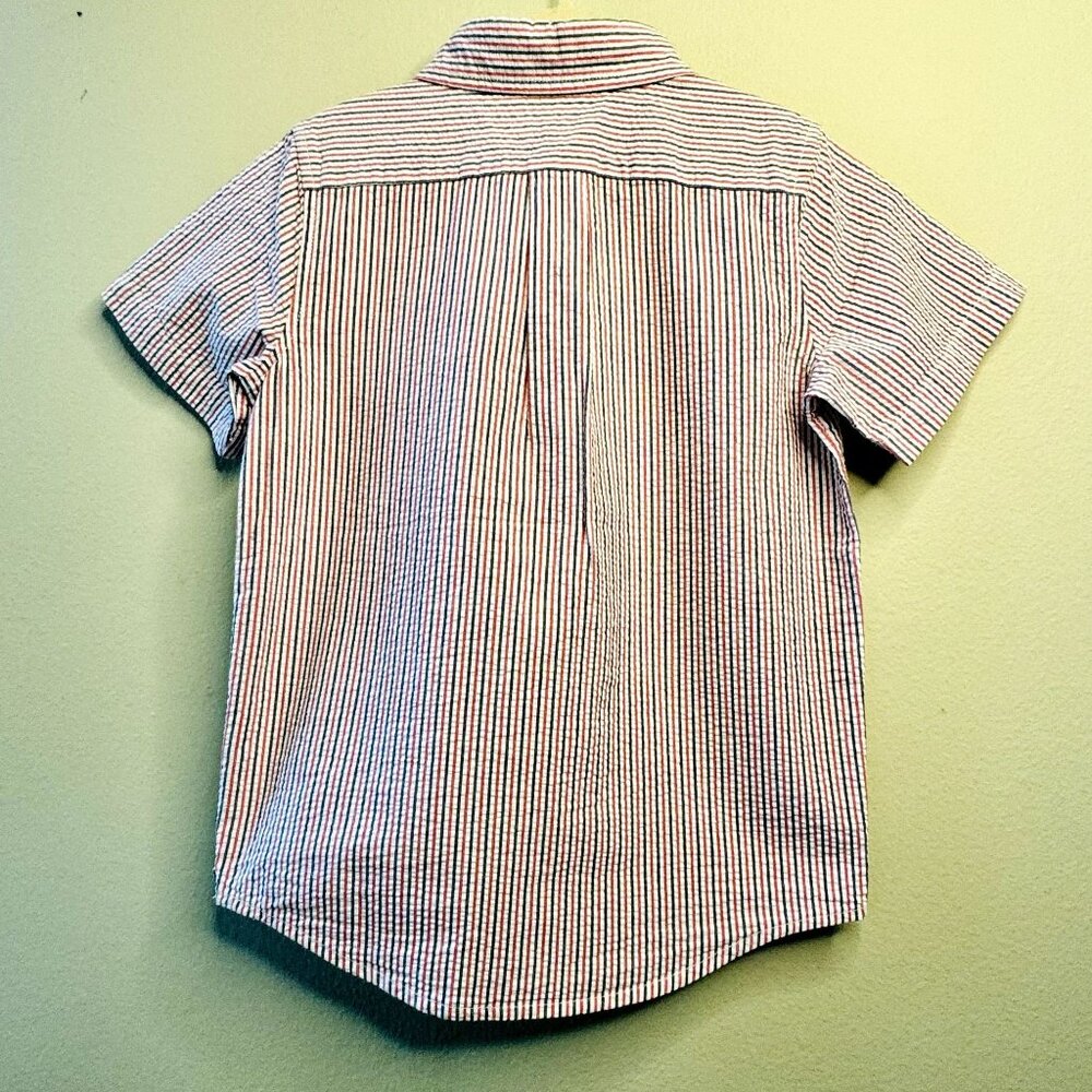 JANIE & JACK Striped Seersucker Shirt Boys 6 NWT Button Down July 4th Americana - Picture 2 of 6